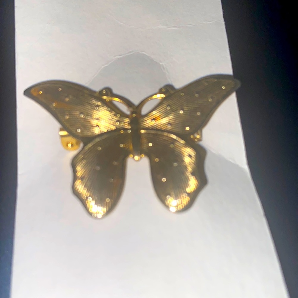 Butterfly yellow metal pin